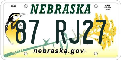 NE license plate 87RJ27