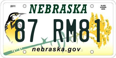 NE license plate 87RM81