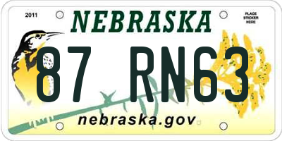 NE license plate 87RN63