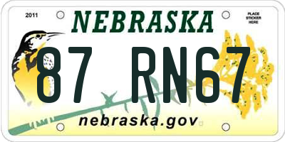NE license plate 87RN67