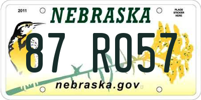NE license plate 87RO57