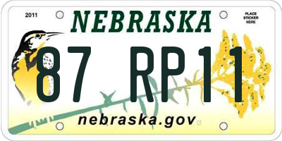 NE license plate 87RP11