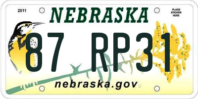 NE license plate 87RP31