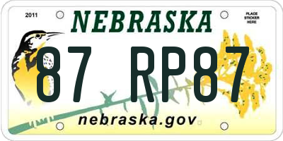 NE license plate 87RP87