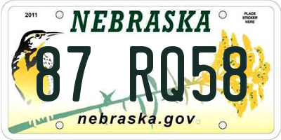 NE license plate 87RQ58
