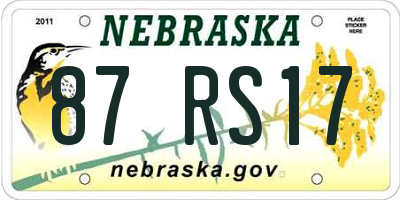 NE license plate 87RS17