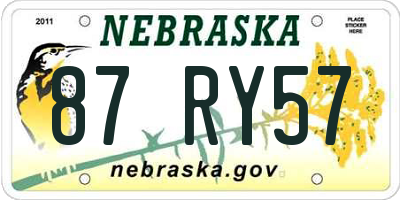 NE license plate 87RY57