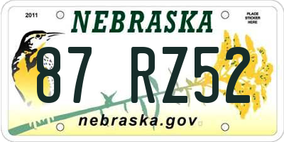 NE license plate 87RZ52