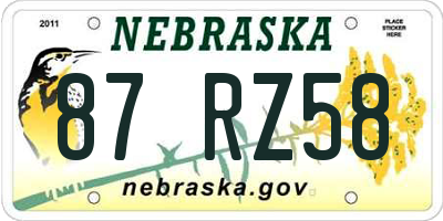 NE license plate 87RZ58