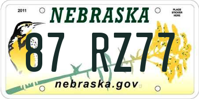 NE license plate 87RZ77