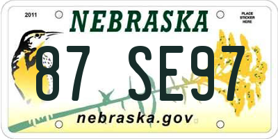 NE license plate 87SE97