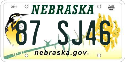 NE license plate 87SJ46