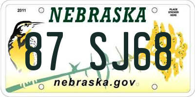 NE license plate 87SJ68