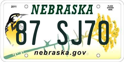 NE license plate 87SJ70