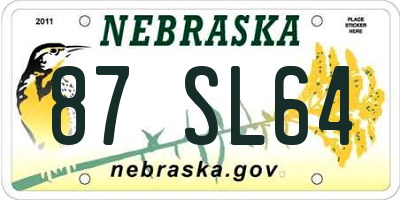NE license plate 87SL64