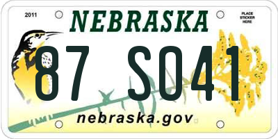 NE license plate 87SO41