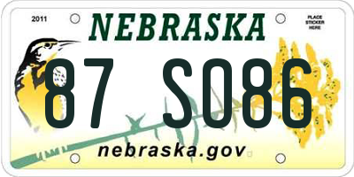 NE license plate 87SO86