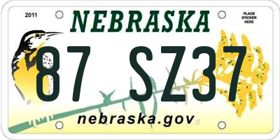 NE license plate 87SZ37