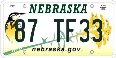 NE license plate 87TF33