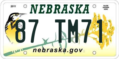 NE license plate 87TM71