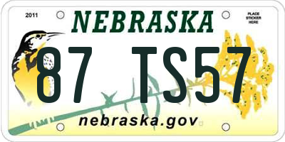 NE license plate 87TS57