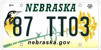 NE license plate 87TT03