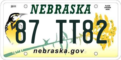 NE license plate 87TT82