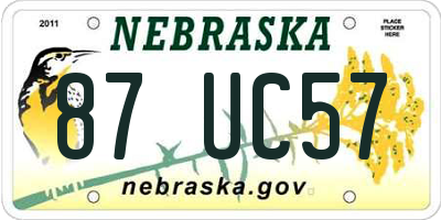 NE license plate 87UC57