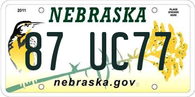 NE license plate 87UC77
