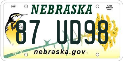 NE license plate 87UD98