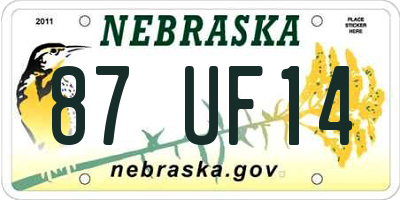NE license plate 87UF14