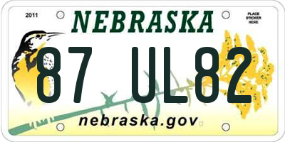 NE license plate 87UL82