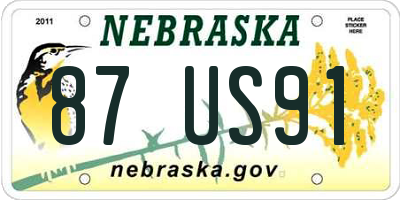 NE license plate 87US91