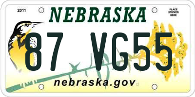 NE license plate 87VG55
