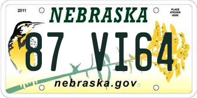 NE license plate 87VI64