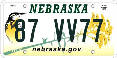 NE license plate 87VV77