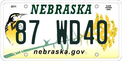 NE license plate 87WD40