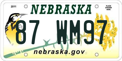 NE license plate 87WM97