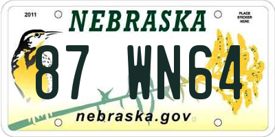 NE license plate 87WN64