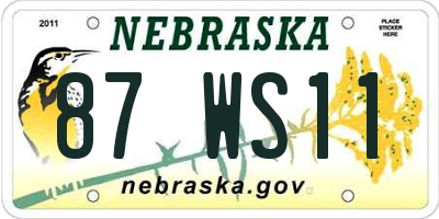 NE license plate 87WS11