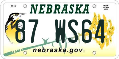 NE license plate 87WS64