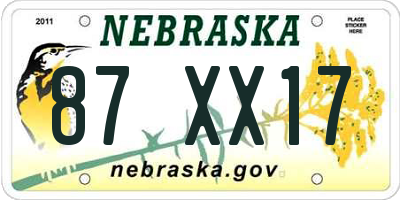 NE license plate 87XX17