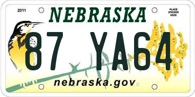 NE license plate 87YA64