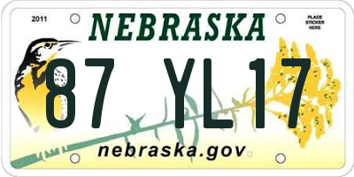 NE license plate 87YL17