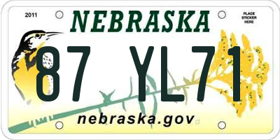 NE license plate 87YL71