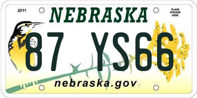 NE license plate 87YS66