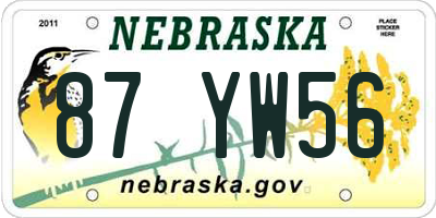 NE license plate 87YW56