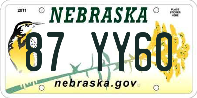 NE license plate 87YY60