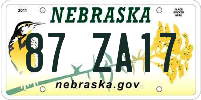 NE license plate 87ZA17