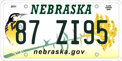 NE license plate 87ZI95